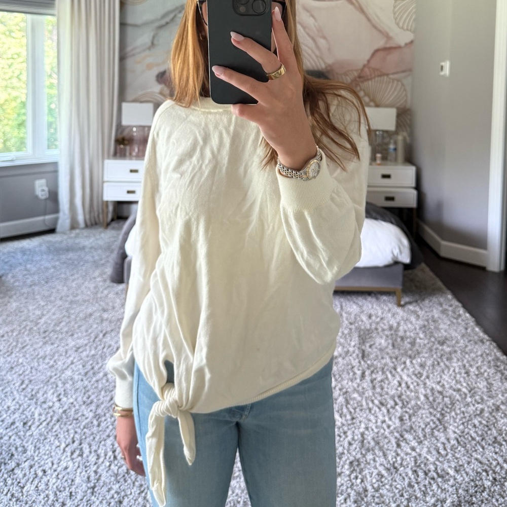 Vince Cream Tie-Front Sweater